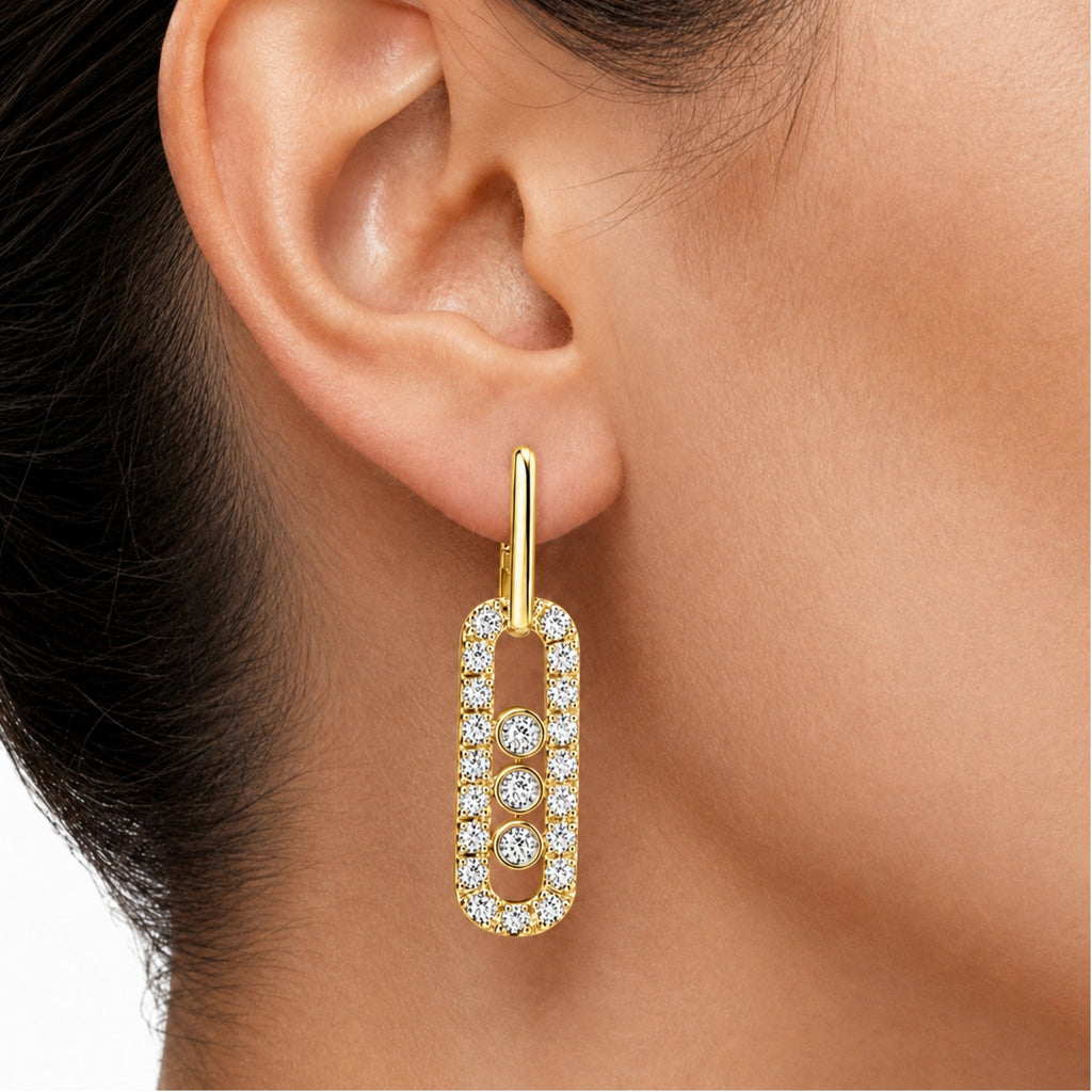 0.50 Carat T.W. Round-cut Lab Grown Diamond (F/VS+) 14K Gold Drop Earrings with Double Notch Post & Pushback