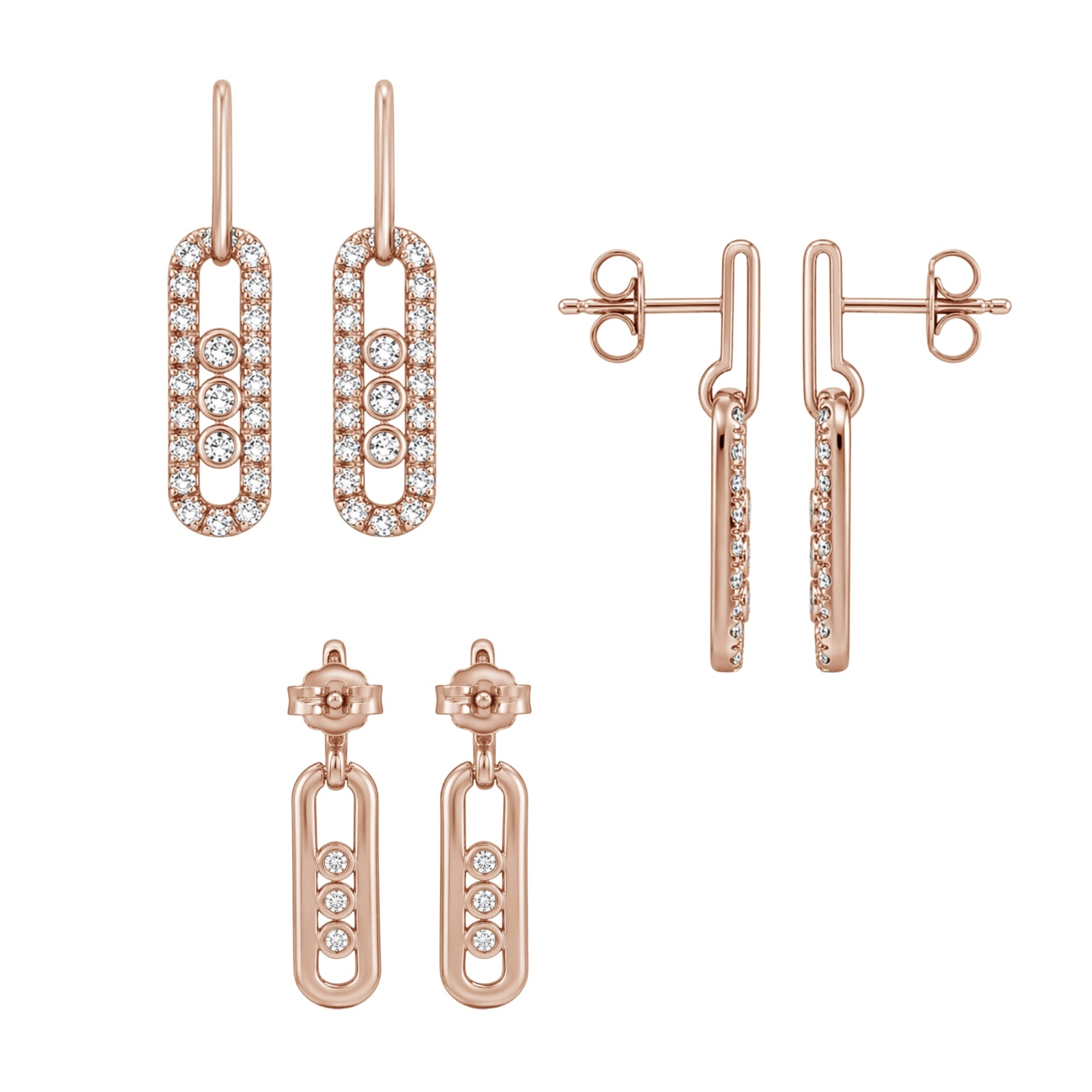0.50 Carat T.W. Round-cut Lab Grown Diamond (F/VS+) 14K Gold Drop Earrings with Double Notch Post & Pushback