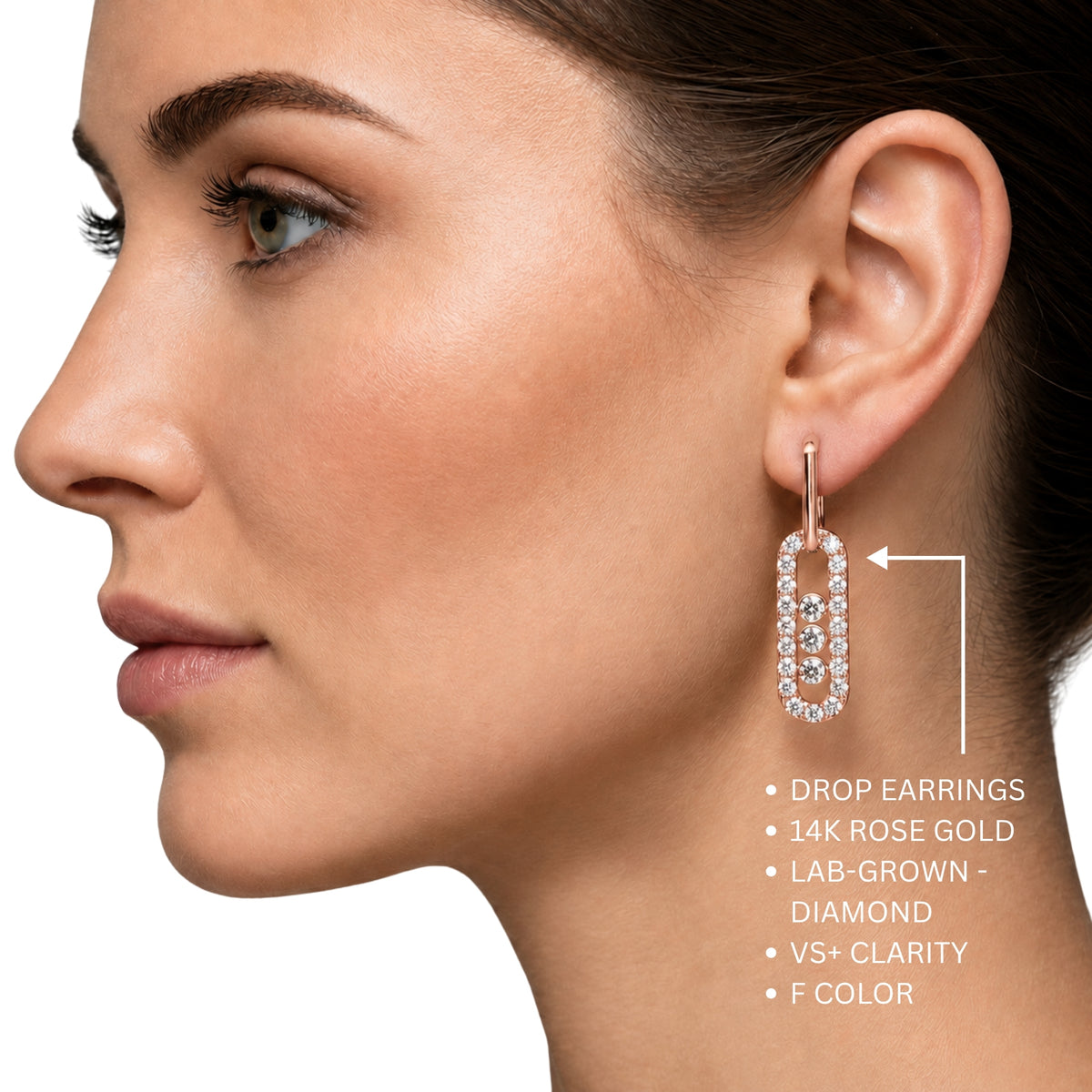 0.50 Carat T.W. Round-cut Lab Grown Diamond (F/VS+) 14K Gold Drop Earrings with Double Notch Post & Pushback
