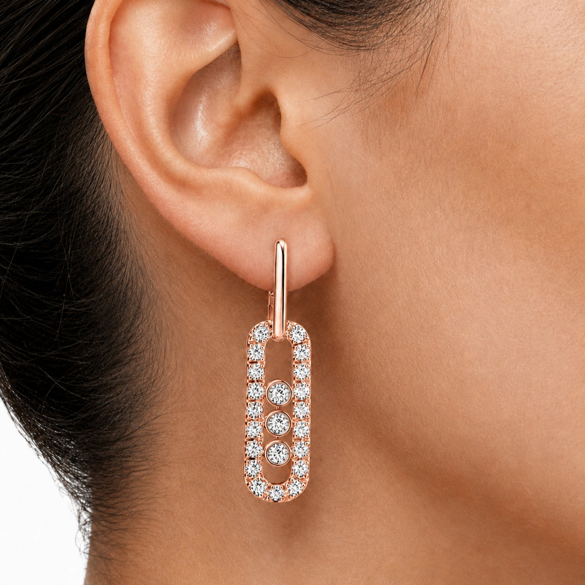 0.50 Carat T.W. Round-cut Lab Grown Diamond (F/VS+) 14K Gold Drop Earrings with Double Notch Post & Pushback