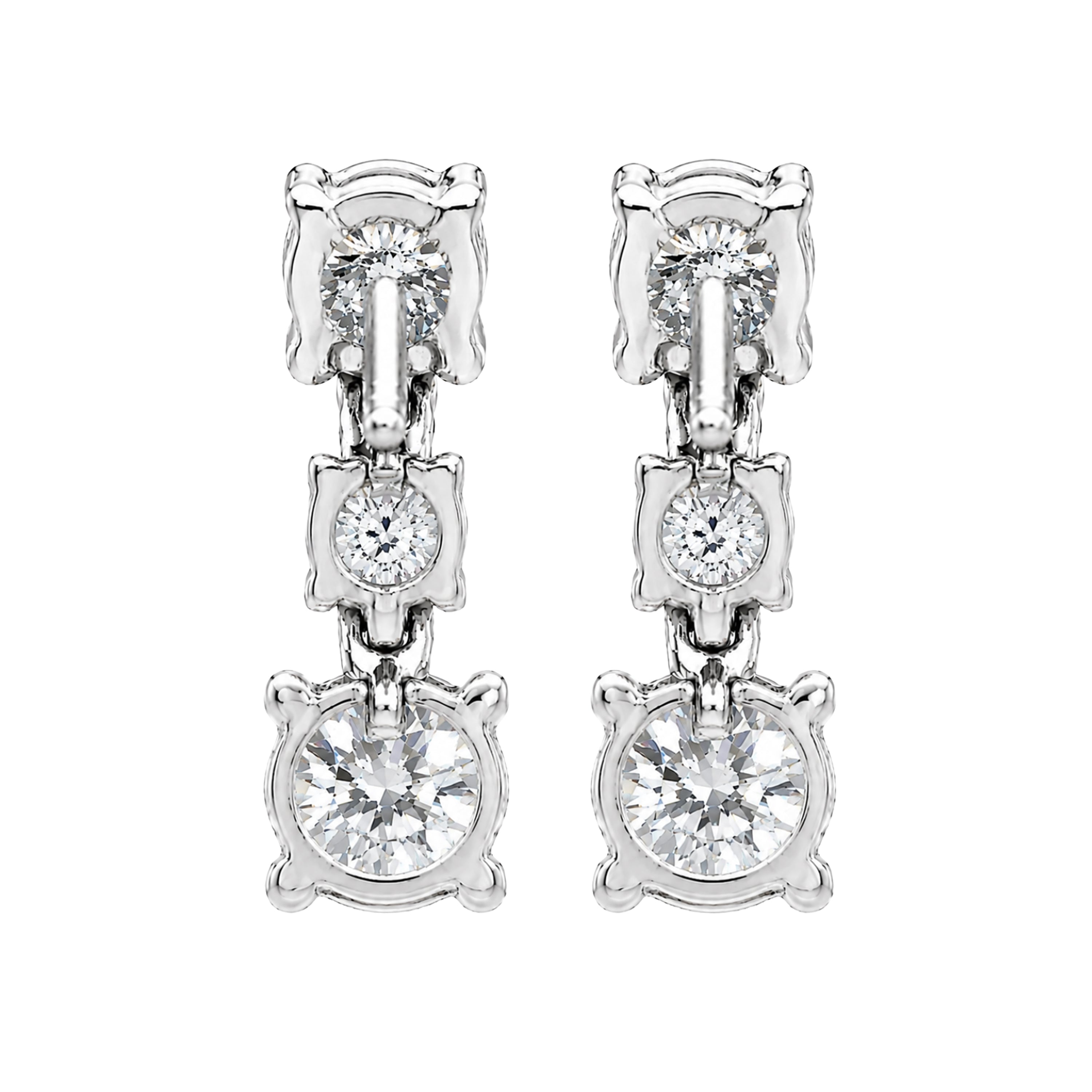 Diamonair Lab Grown Diamond (F/VS+) 1.00 carat Round cut Sterling Silver Drop Earrings - Sterling Silver | Gold over Silver