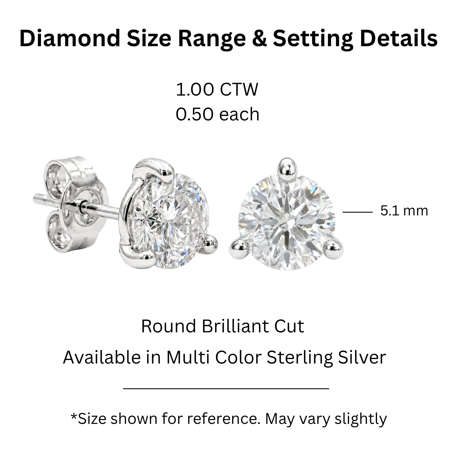 Diamonair Lab-Grown Diamond Earrings for Women | Sterling Silver | Emerald Cut | Prong, Push Back | F Color, VS+ Clarity | 1.00 Total Carat Weight | Anniversary, Wedding, Birthday Gift