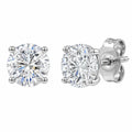 Diamonair Lab Grown Diamond (F/VS+) 5.00 carat Round cut Sterling Silver Stud Earrings - Sterling Silver | Gold over Silver