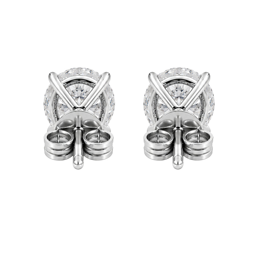 Diamonair Lab Grown Diamond (F/VS+) 5.00 carat Round cut Sterling Silver Stud Earrings - Sterling Silver | Gold over Silver