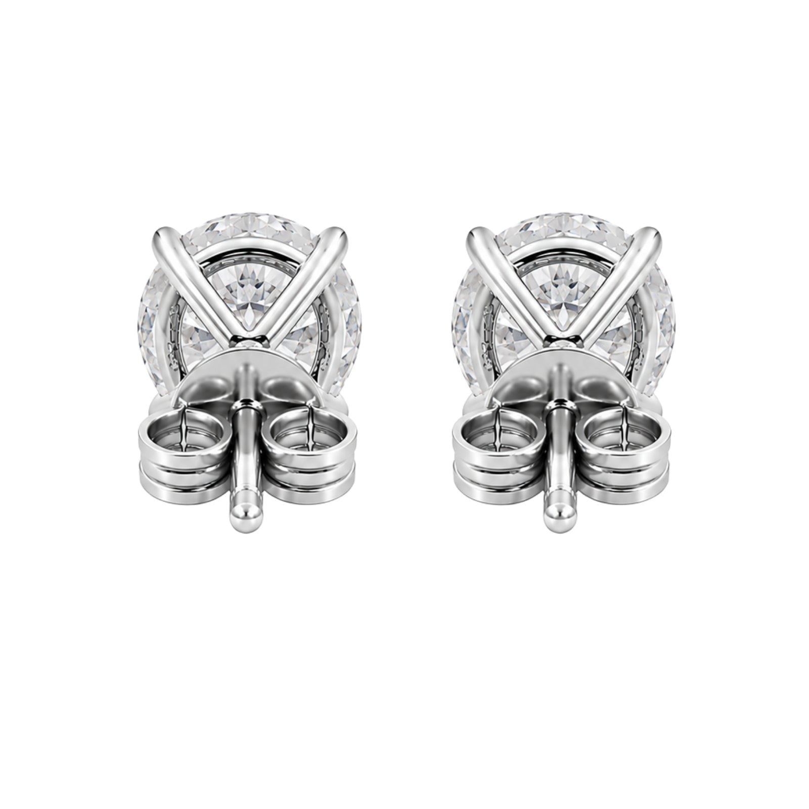 Diamonair Lab Grown Diamond (F/VS+) 5.00 carat Round cut Sterling Silver Stud Earrings - Sterling Silver | Gold over Silver