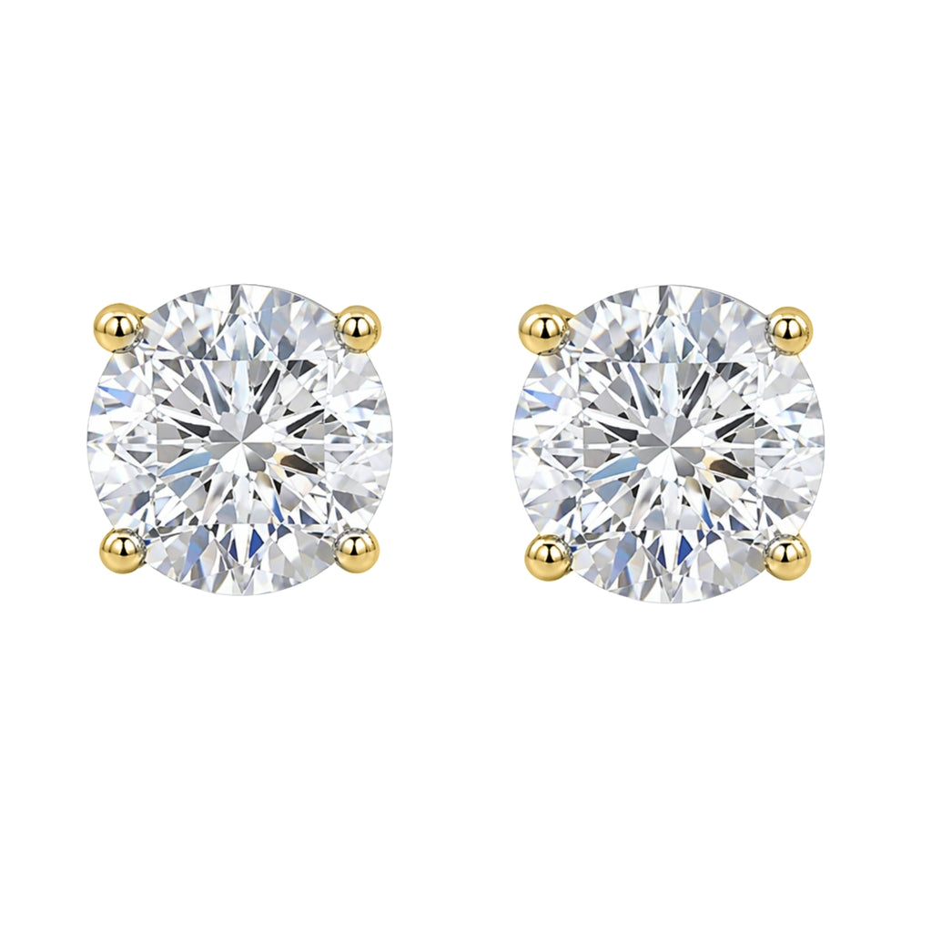Diamonair Lab Grown Diamond (F/VS+) 5.00 carat Round cut Sterling Silver Stud Earrings - Sterling Silver | Gold over Silver