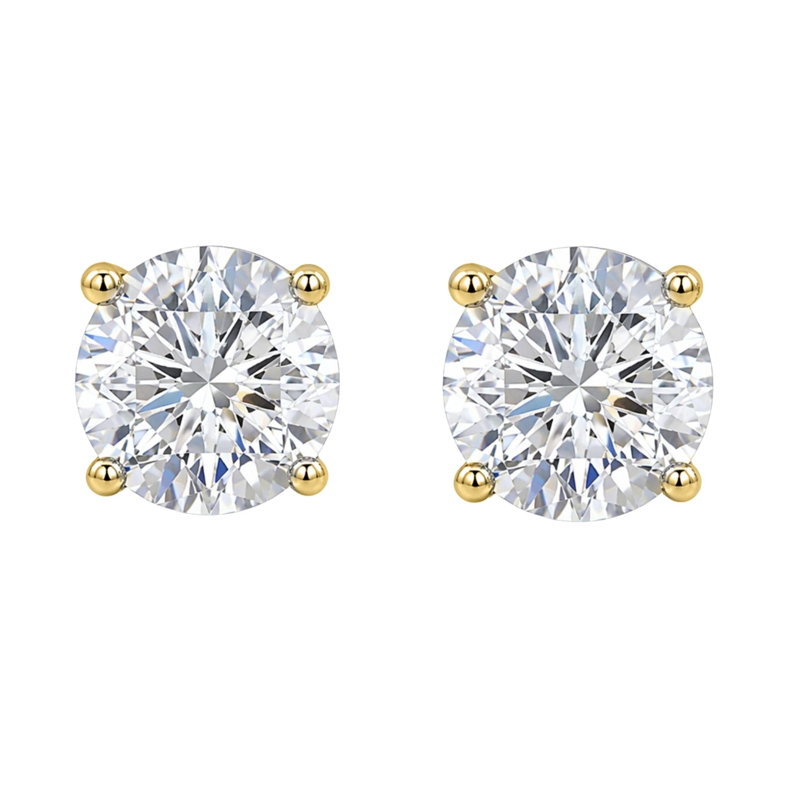 Diamonair Lab Grown Diamond (F/VS+) 5.00 carat Round cut Sterling Silver Stud Earrings - Sterling Silver | Gold over Silver