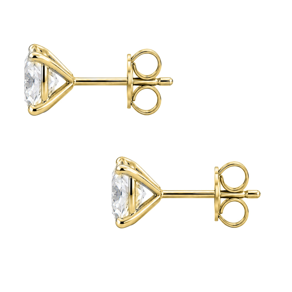 Diamonair Lab Grown Diamond (F/VS+) 5.00 carat Round cut Sterling Silver Stud Earrings - Sterling Silver | Gold over Silver