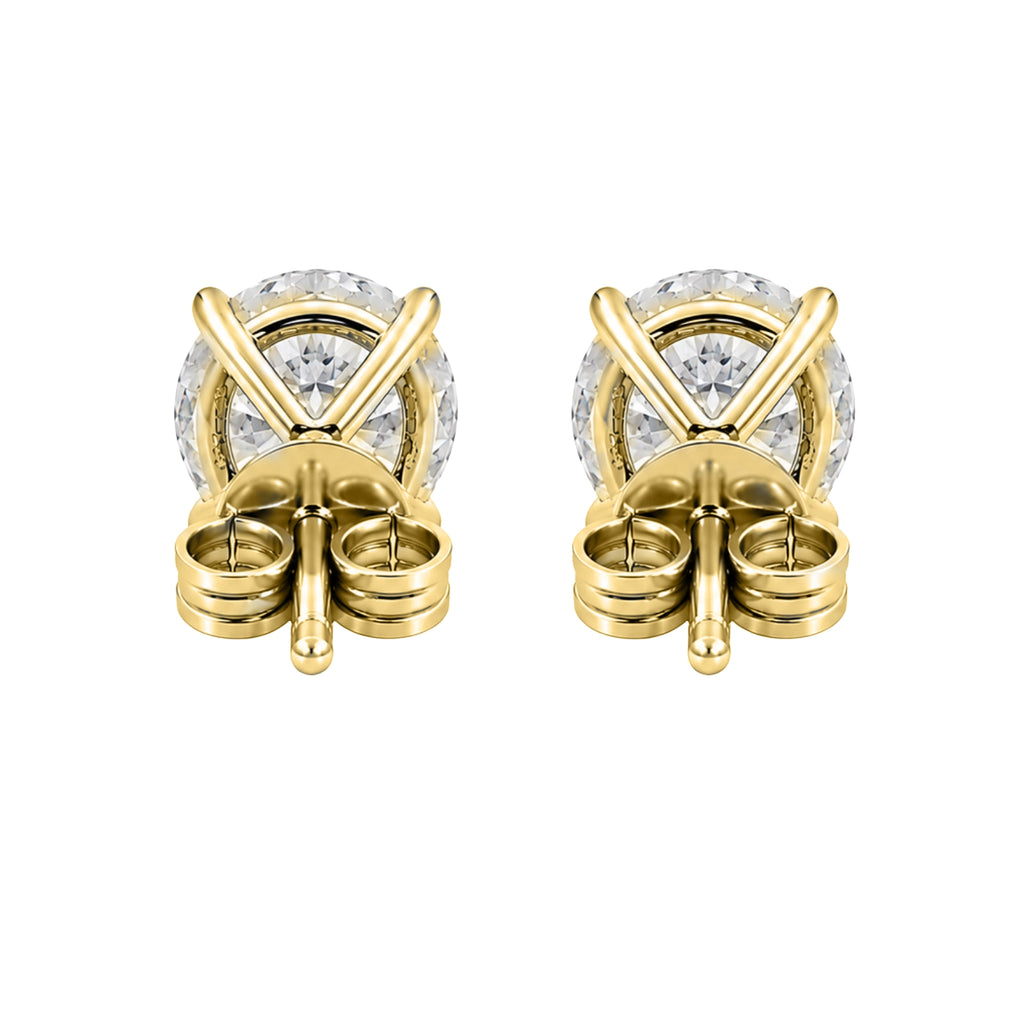 Diamonair Lab Grown Diamond (F/VS+) 5.00 carat Round cut Sterling Silver Stud Earrings - Sterling Silver | Gold over Silver