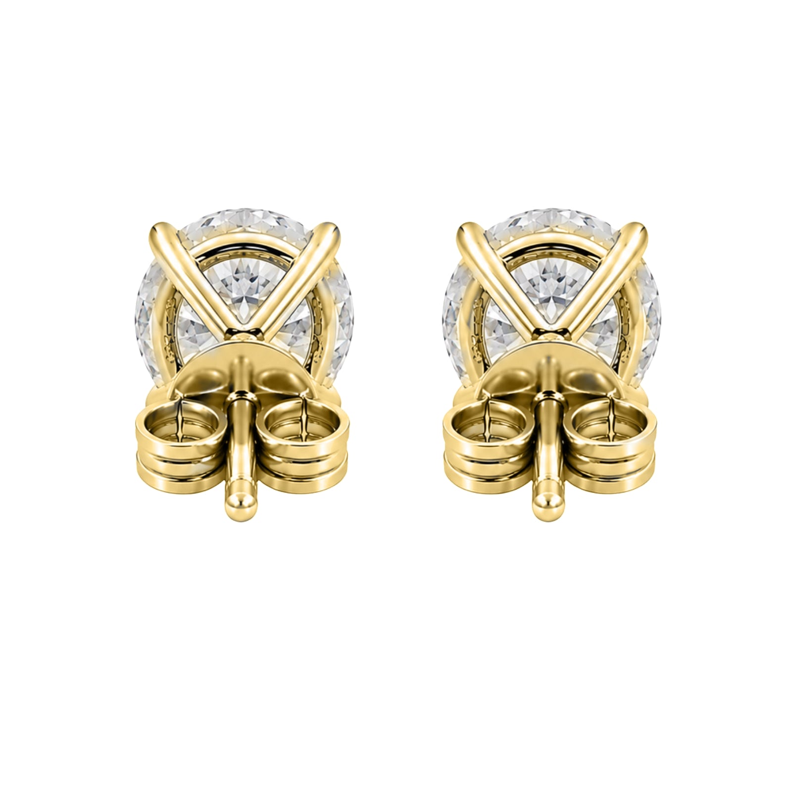Diamonair Lab Grown Diamond (F/VS+) 5.00 carat Round cut Sterling Silver Stud Earrings - Sterling Silver | Gold over Silver