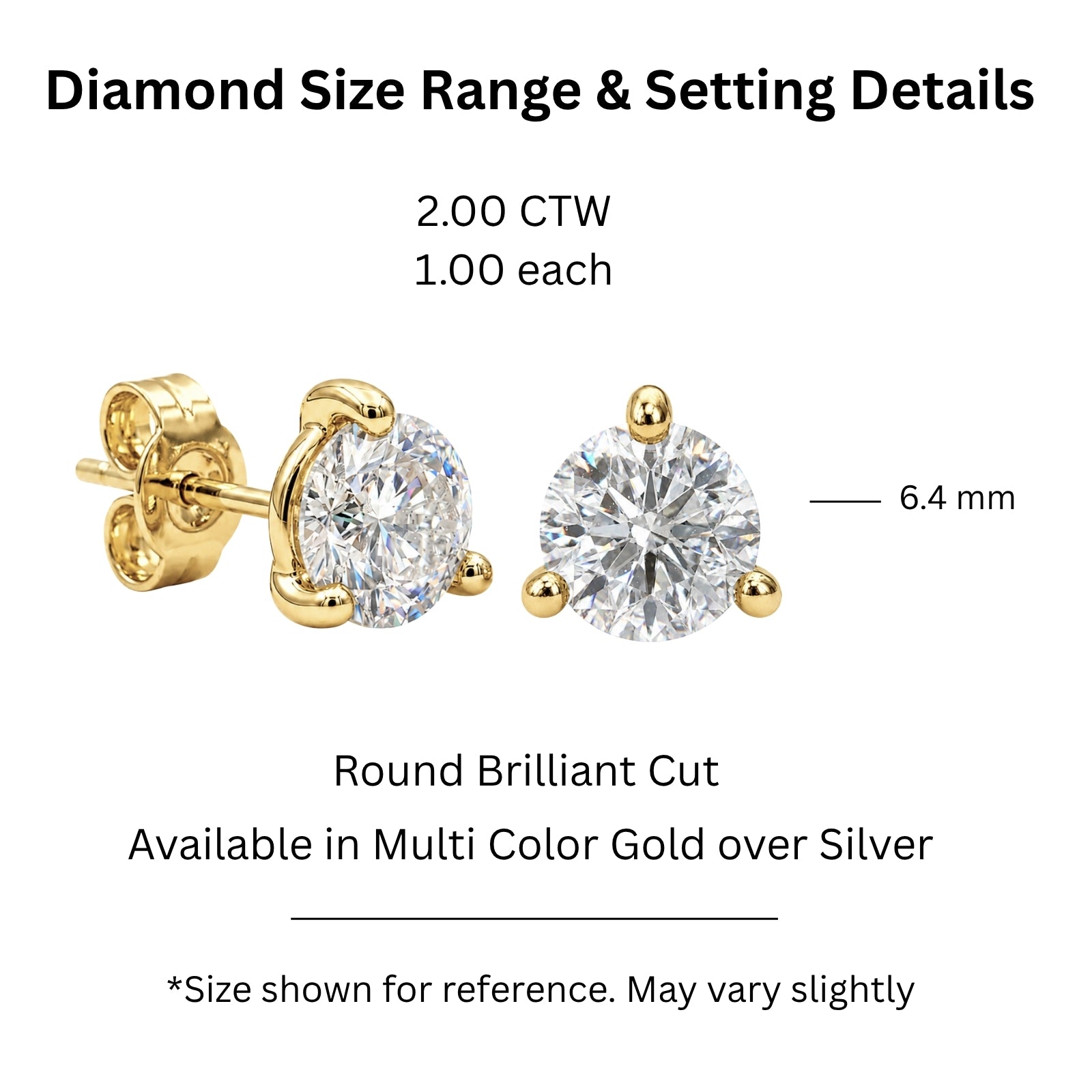 Diamonair Lab-Grown Diamond Earrings for Women | Gold over Silver | Emerald Cut | Prong, Push Back | F Color, VS+ Clarity | 2.00 Total Carat Weight | Anniversary, Wedding, Birthday Gift