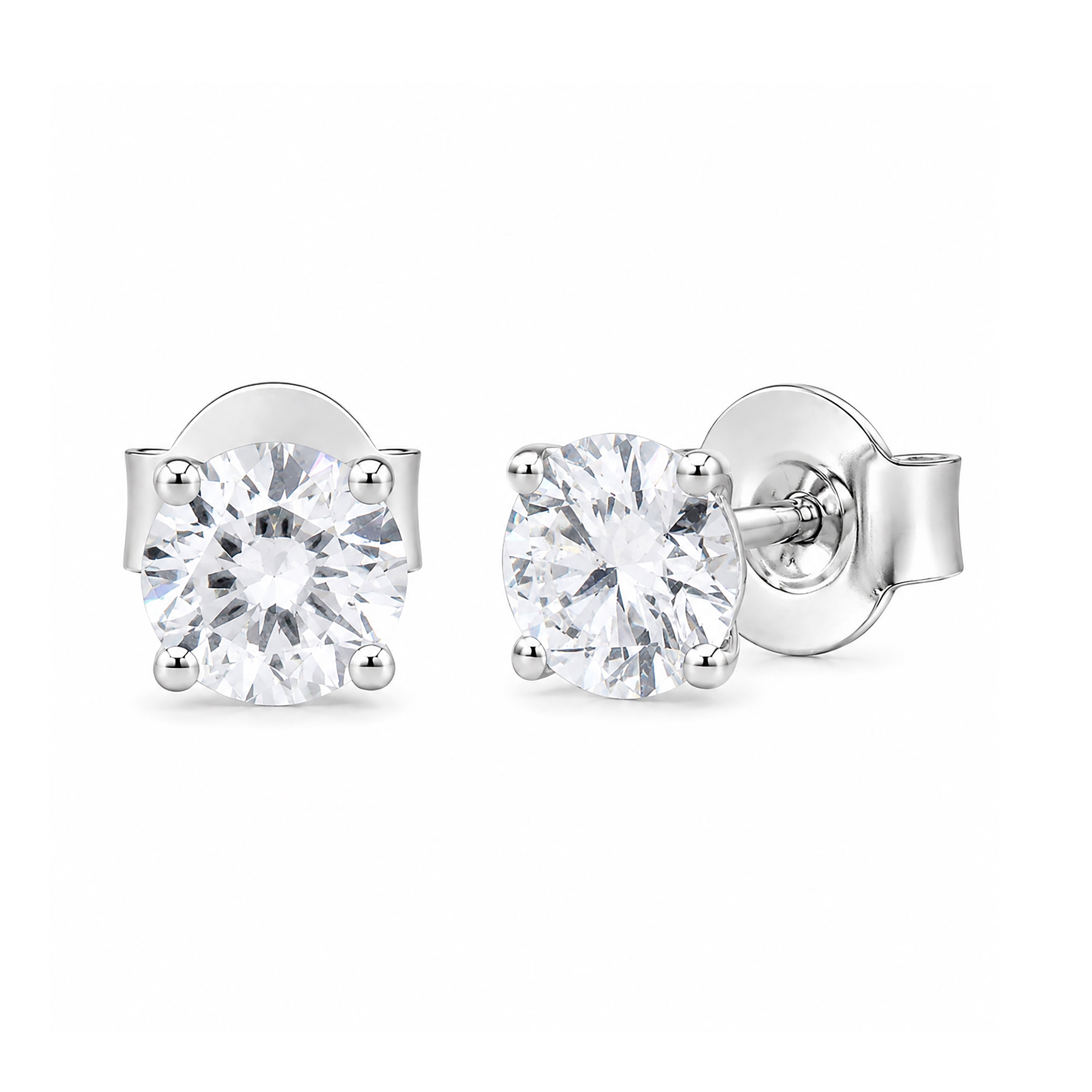 Diamonair Lab Grown Diamond (F/VS+) 1.00 carat Round cut Sterling Silver Stud Earrings - Sterling Silver