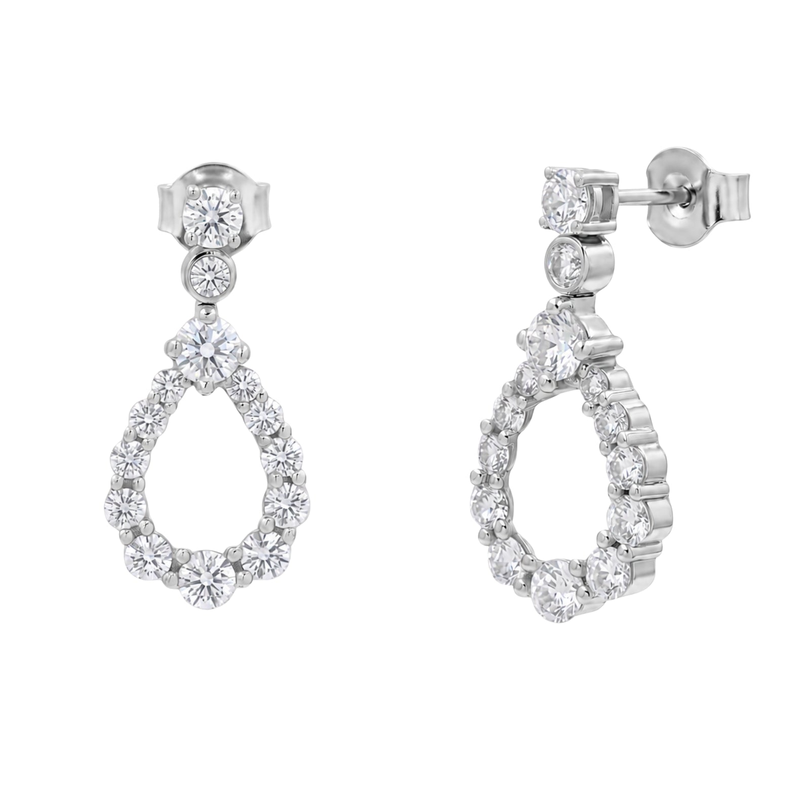 Diamonair Lab Grown Diamond (F/VS+) 2.00 carat Round cut Sterling Silver Dangle Earrings - Sterling Silver | Gold over Silver
