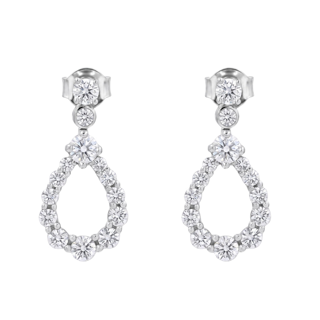 Diamonair Lab Grown Diamond (F/VS+) 2.00 carat Round cut Sterling Silver Dangle Earrings - Sterling Silver | Gold over Silver