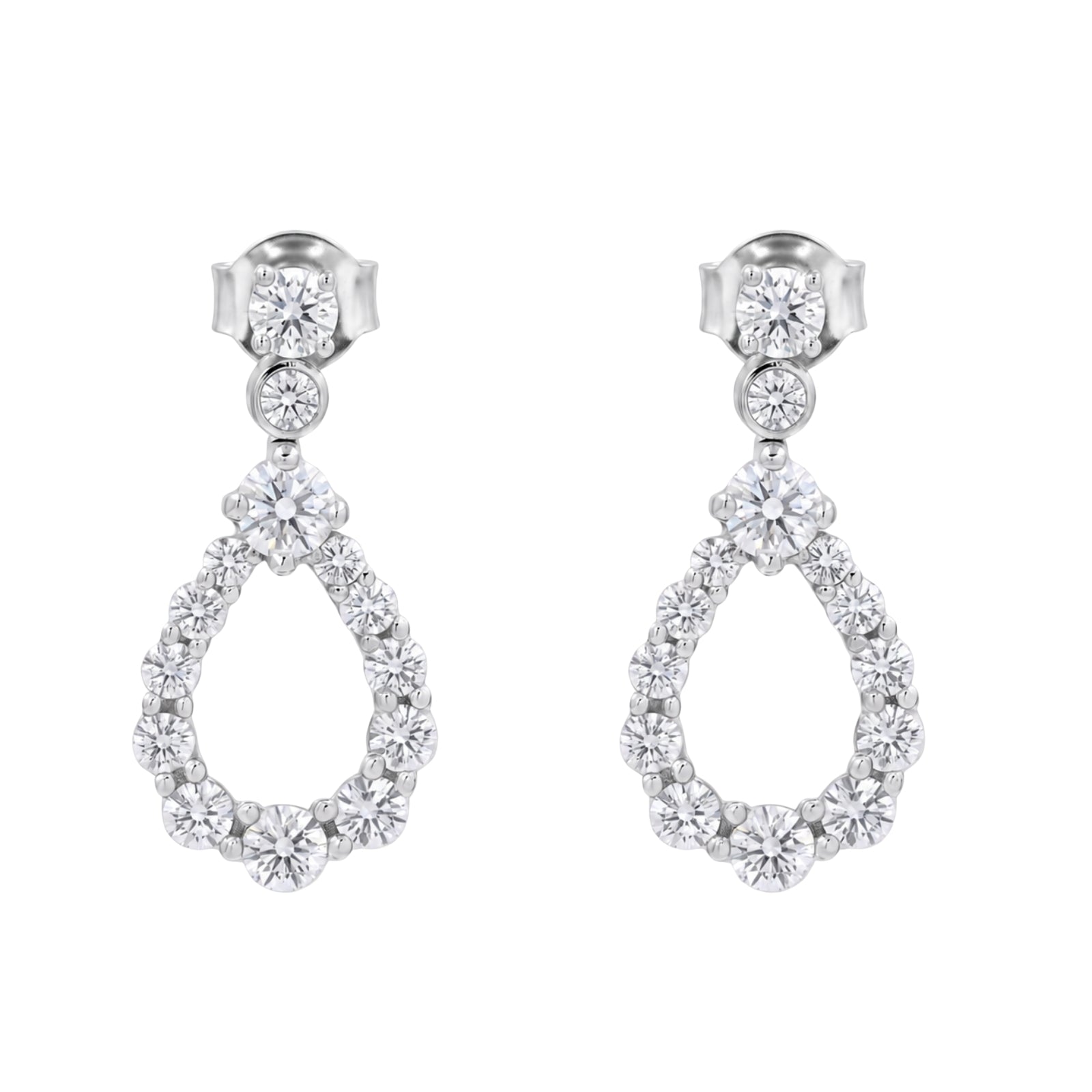 Diamonair Lab Grown Diamond (F/VS+) 2.00 carat Round cut Sterling Silver Dangle Earrings - Sterling Silver | Gold over Silver