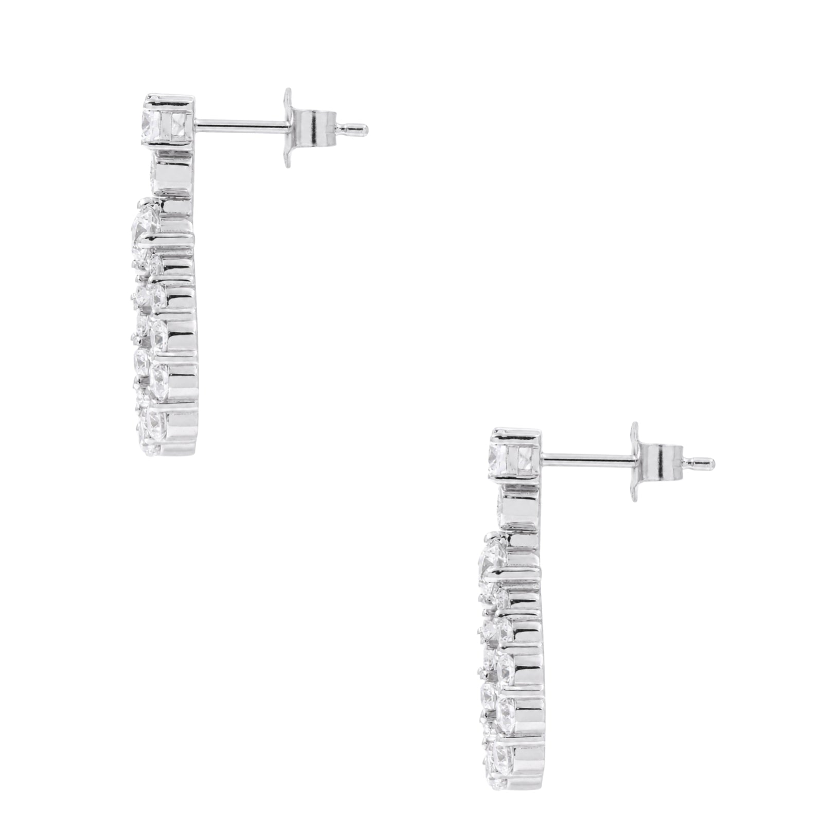 Diamonair Lab Grown Diamond (F/VS+) 2.00 carat Round cut Sterling Silver Dangle Earrings - Sterling Silver | Gold over Silver