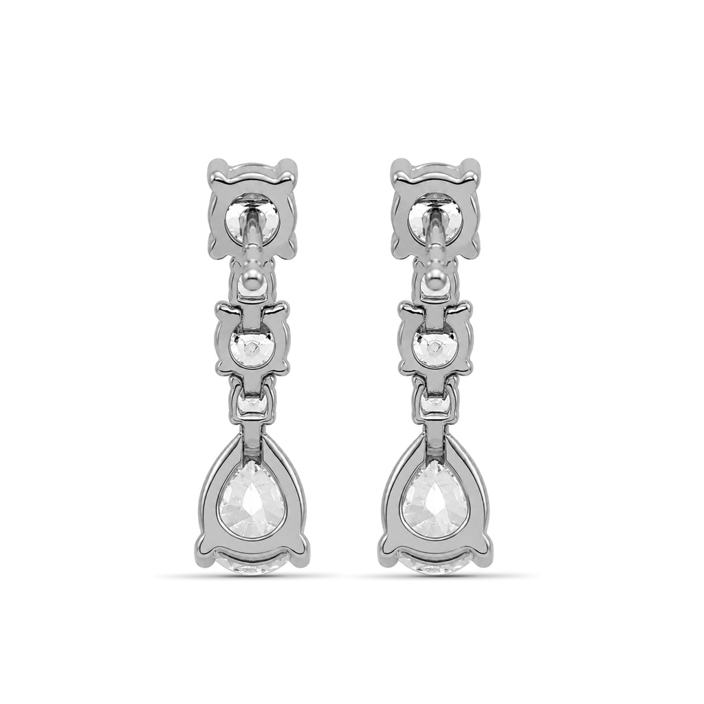 Diamonair Lab Grown Diamond (F/VS+) 1.00 carat Round cut Sterling Silver Drop Earrings - Sterling Silver