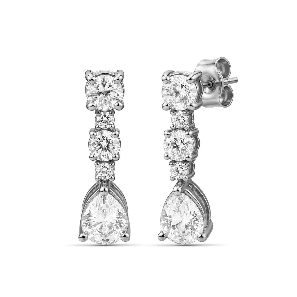 Diamonair Lab Grown Diamond (F/VS+) 1.00 carat Round cut Sterling Silver Drop Earrings - Sterling Silver