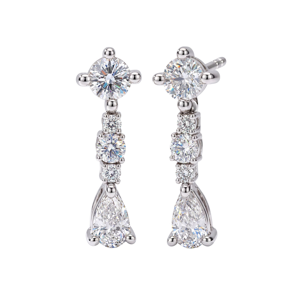 Diamonair Lab Grown Diamond (F/VS+) 1.00 carat Round cut Sterling Silver Drop Earrings - Sterling Silver