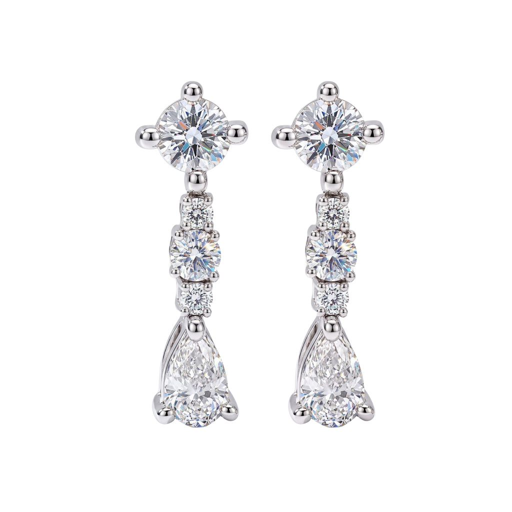 Diamonair Lab Grown Diamond (F/VS+) 1.00 carat Round cut Sterling Silver Drop Earrings - Sterling Silver