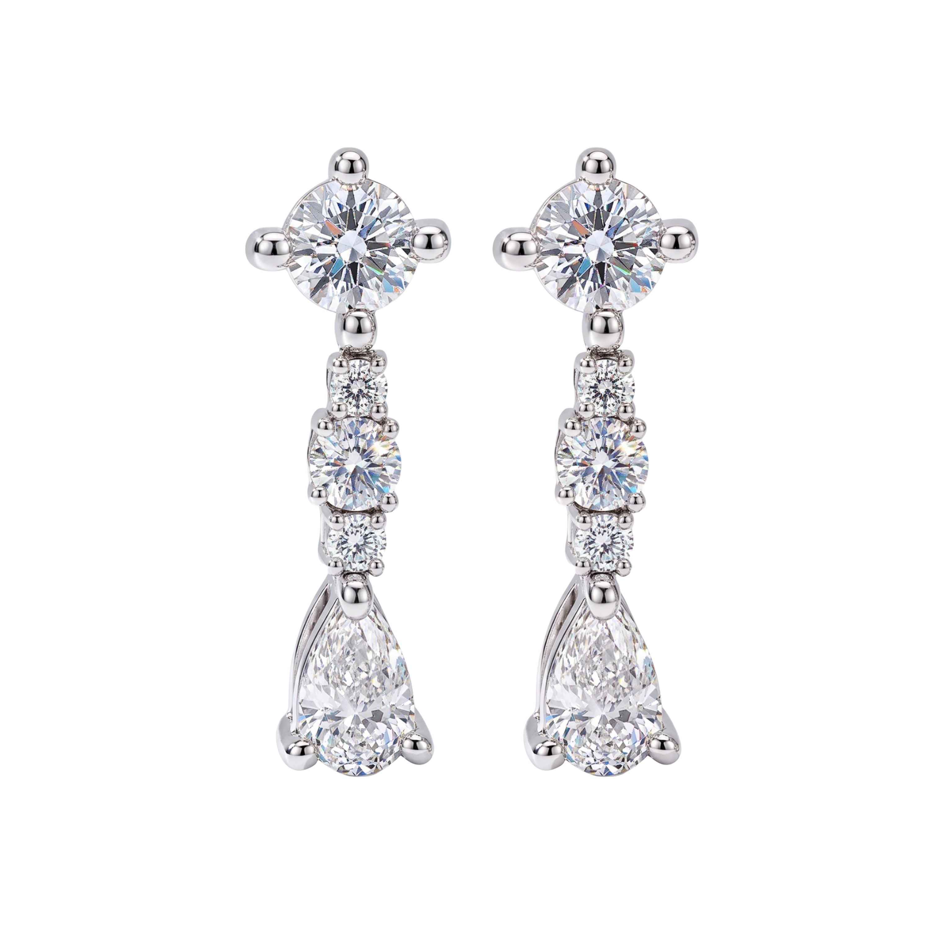 Diamonair Lab Grown Diamond (F/VS+) 1.00 carat Round cut Sterling Silver Drop Earrings - Sterling Silver