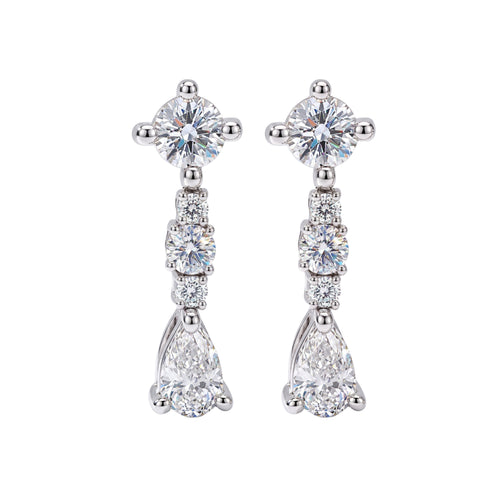 1 ctw Round Drop Earrings