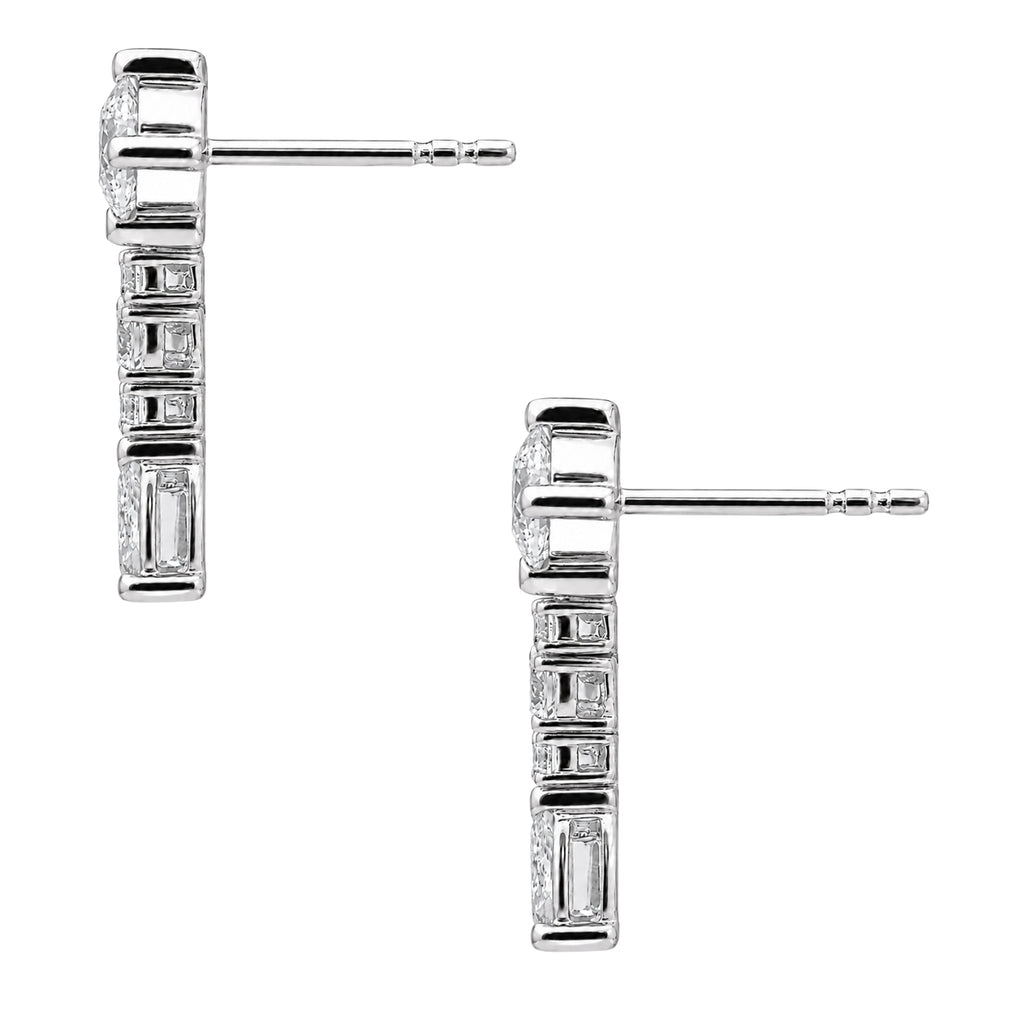Diamonair Lab Grown Diamond (F/VS+) 1.00 carat Round cut Sterling Silver Drop Earrings - Sterling Silver