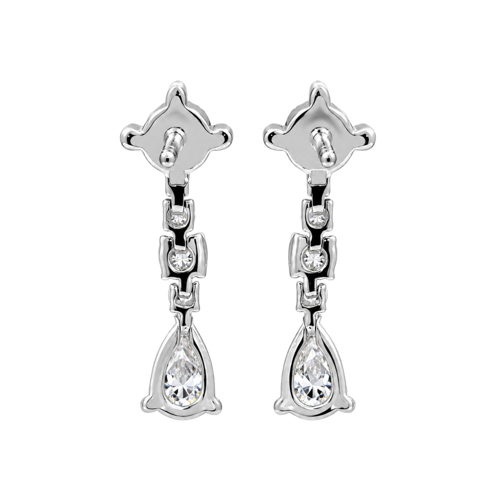Diamonair Lab Grown Diamond (F/VS+) 1.00 carat Round cut Sterling Silver Drop Earrings - Sterling Silver