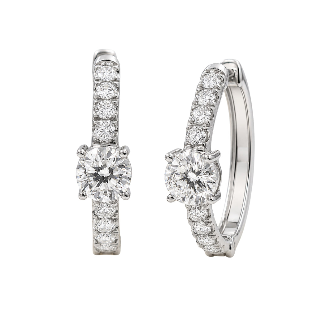 Diamonair Lab-Grown Diamond Earrings for Women | Sterling Silver | Round Cut | Prong, Post Back | F Color, VS+ Clarity | 3.00 Total Carat Weight | Anniversary, Wedding, Birthday Gift