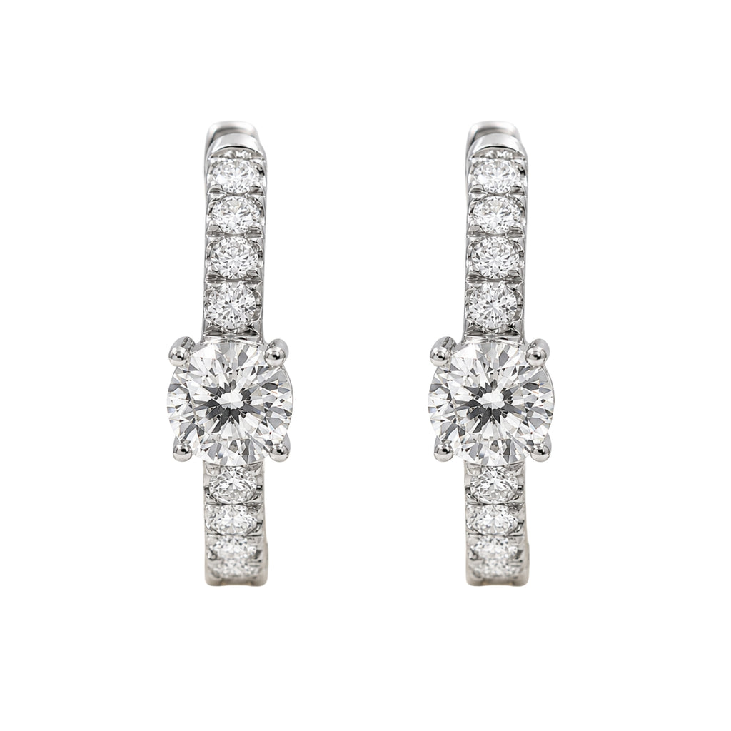 Diamonair Lab-Grown Diamond Earrings for Women | Sterling Silver | Round Cut | Prong, Post Back | F Color, VS+ Clarity | 3.00 Total Carat Weight | Anniversary, Wedding, Birthday Gift