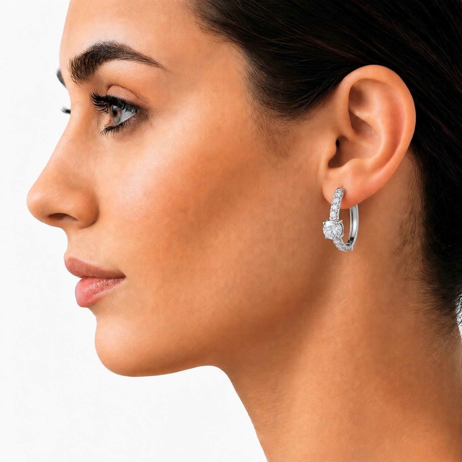 Diamonair Lab-Grown Diamond Earrings for Women | Sterling Silver | Round Cut | Prong, Post Back | F Color, VS+ Clarity | 3.00 Total Carat Weight | Anniversary, Wedding, Birthday Gift