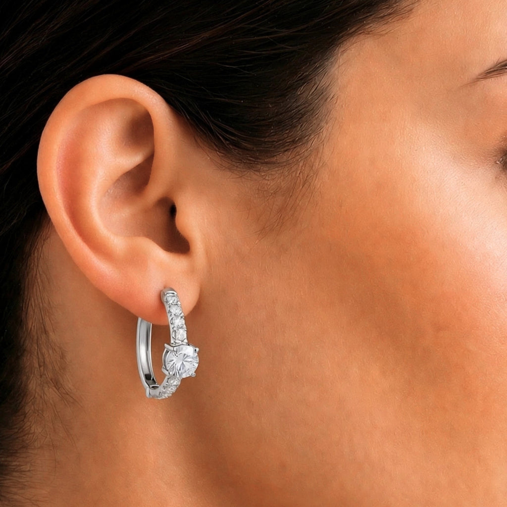 Diamonair Lab-Grown Diamond Earrings for Women | Sterling Silver | Round Cut | Prong, Post Back | F Color, VS+ Clarity | 3.00 Total Carat Weight | Anniversary, Wedding, Birthday Gift