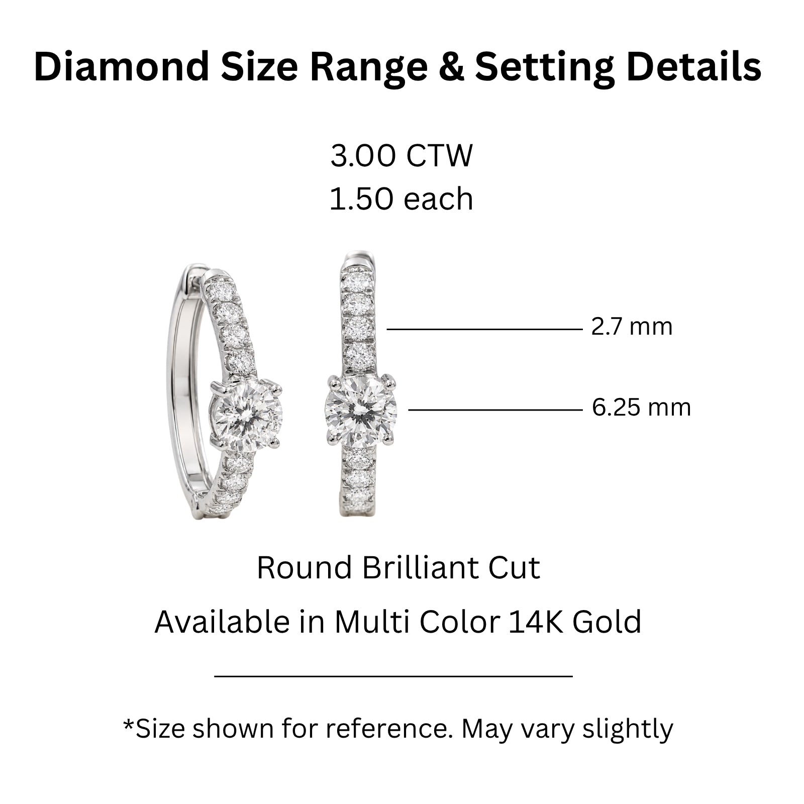 Diamonair Lab-Grown Diamond Earrings for Women | Sterling Silver | Round Cut | Prong, Post Back | F Color, VS+ Clarity | 3.00 Total Carat Weight | Anniversary, Wedding, Birthday Gift