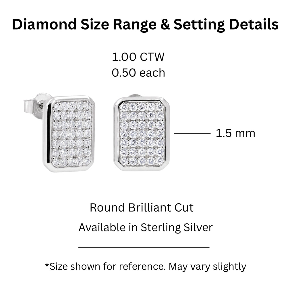 Diamonair Lab-Grown Diamond Earrings for Women | Sterling Silver | Round Cut | Prong, Push Back | F Color, VS+ Clarity | 1.00 Total Carat Weight | Anniversary, Wedding, Birthday Gift