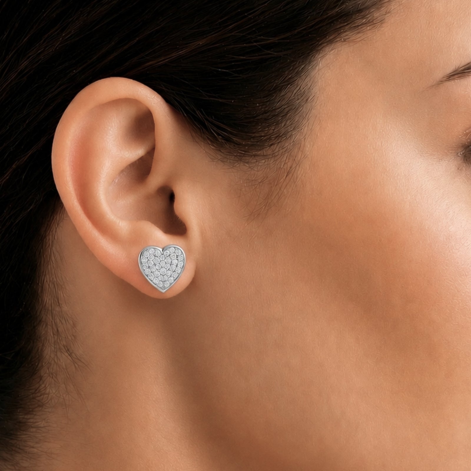 Diamonair Lab-Grown Diamond Earrings for Women | Sterling Silver | Round Cut | Prong, Push Back | F Color, VS+ Clarity | 2.00 Total Carat Weight | Anniversary, Wedding, Birthday Gift