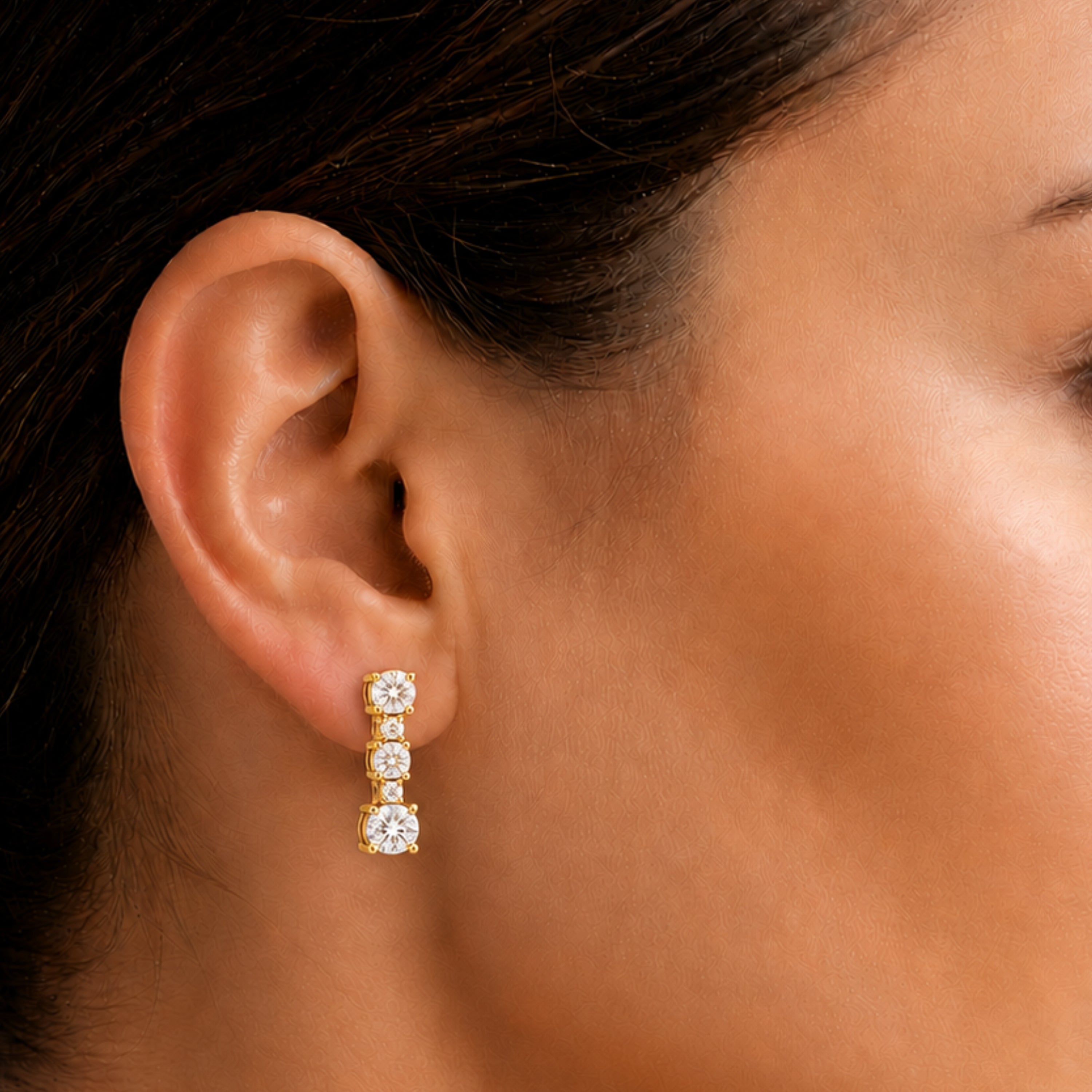 Diamonair Lab Grown Diamond (F/VS+) 1.00 carat Round cut Sterling Silver Drop Earrings - Sterling Silver | Gold over Silver