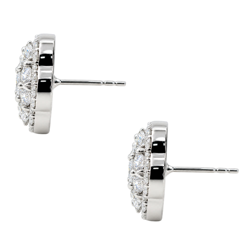Diamonair Lab Grown Diamond (F/VS+) 3.00 carat Round cut Sterling Silver Cluster Earrings - Sterling Silver | Gold over Silver