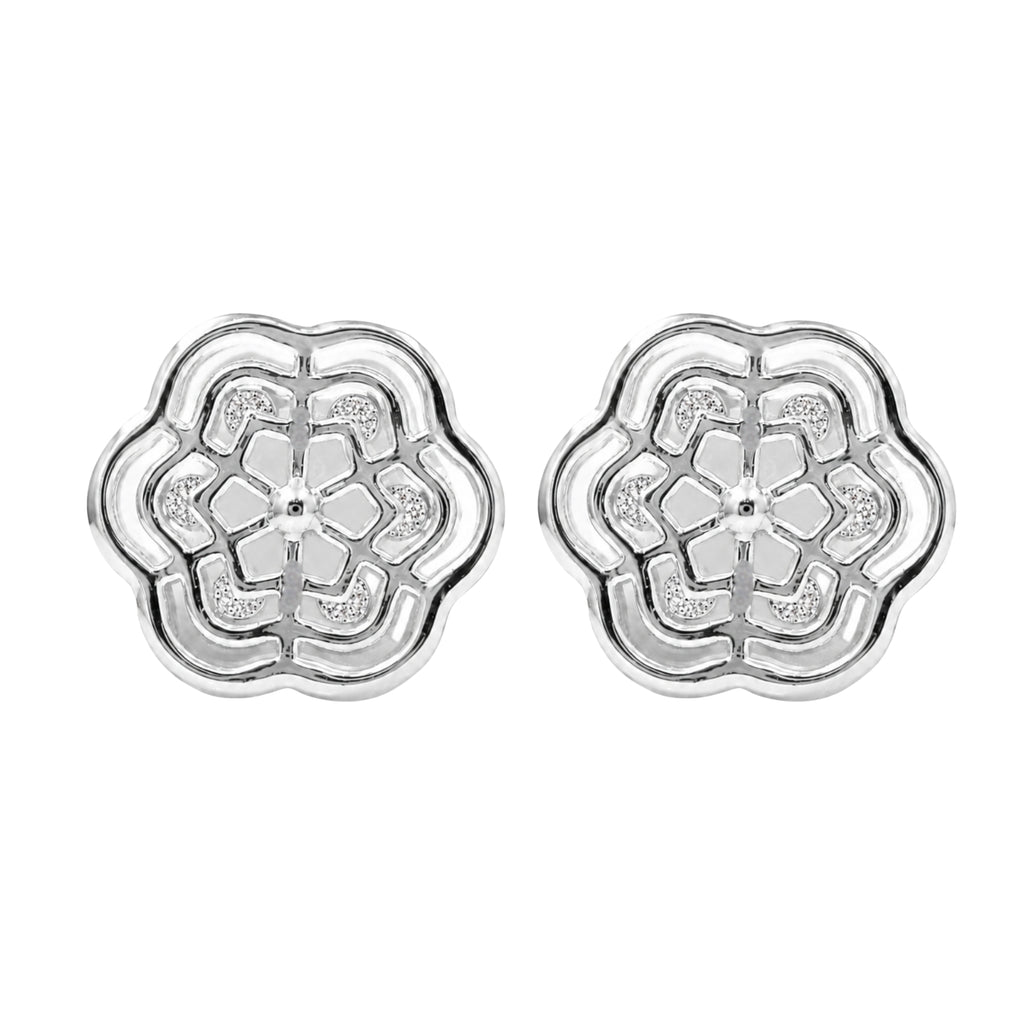 Diamonair Lab Grown Diamond (F/VS+) 3.00 carat Round cut Sterling Silver Cluster Earrings - Sterling Silver | Gold over Silver