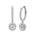 Diamonair Lab Grown Diamond (F/VS+) 2.00 carat Round cut Sterling Silver Dangle Earrings - Sterling Silver | Gold over Silver