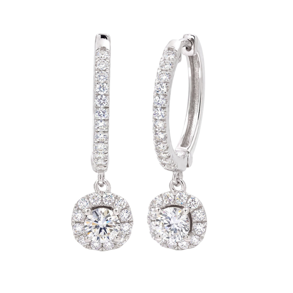 Diamonair Lab-Grown Diamond Earrings for Women | Sterling Silver | Round Cut | Prong, Lever Back | F Color, VS+ Clarity | 3.00 Total Carat Weight | Anniversary, Wedding, Birthday Gift