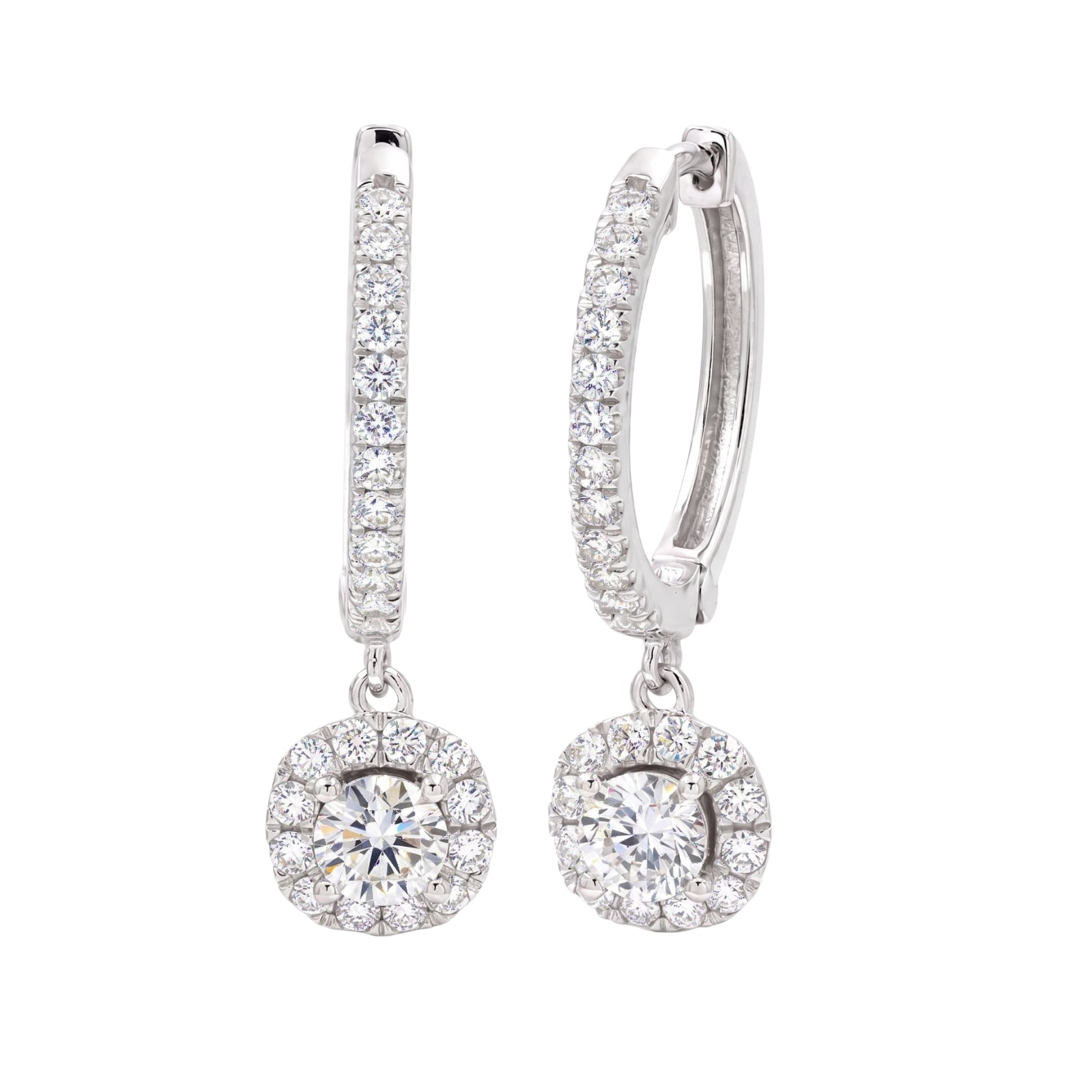Diamonair Lab-Grown Diamond Earrings for Women | Sterling Silver | Round Cut | Prong, Lever Back | F Color, VS+ Clarity | 3.00 Total Carat Weight | Anniversary, Wedding, Birthday Gift