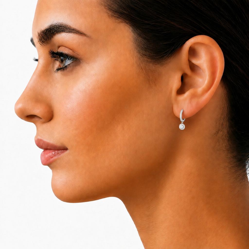 Diamonair Lab-Grown Diamond Earrings for Women | Sterling Silver | Round Cut | Prong, Lever Back | F Color, VS+ Clarity | 3.00 Total Carat Weight | Anniversary, Wedding, Birthday Gift