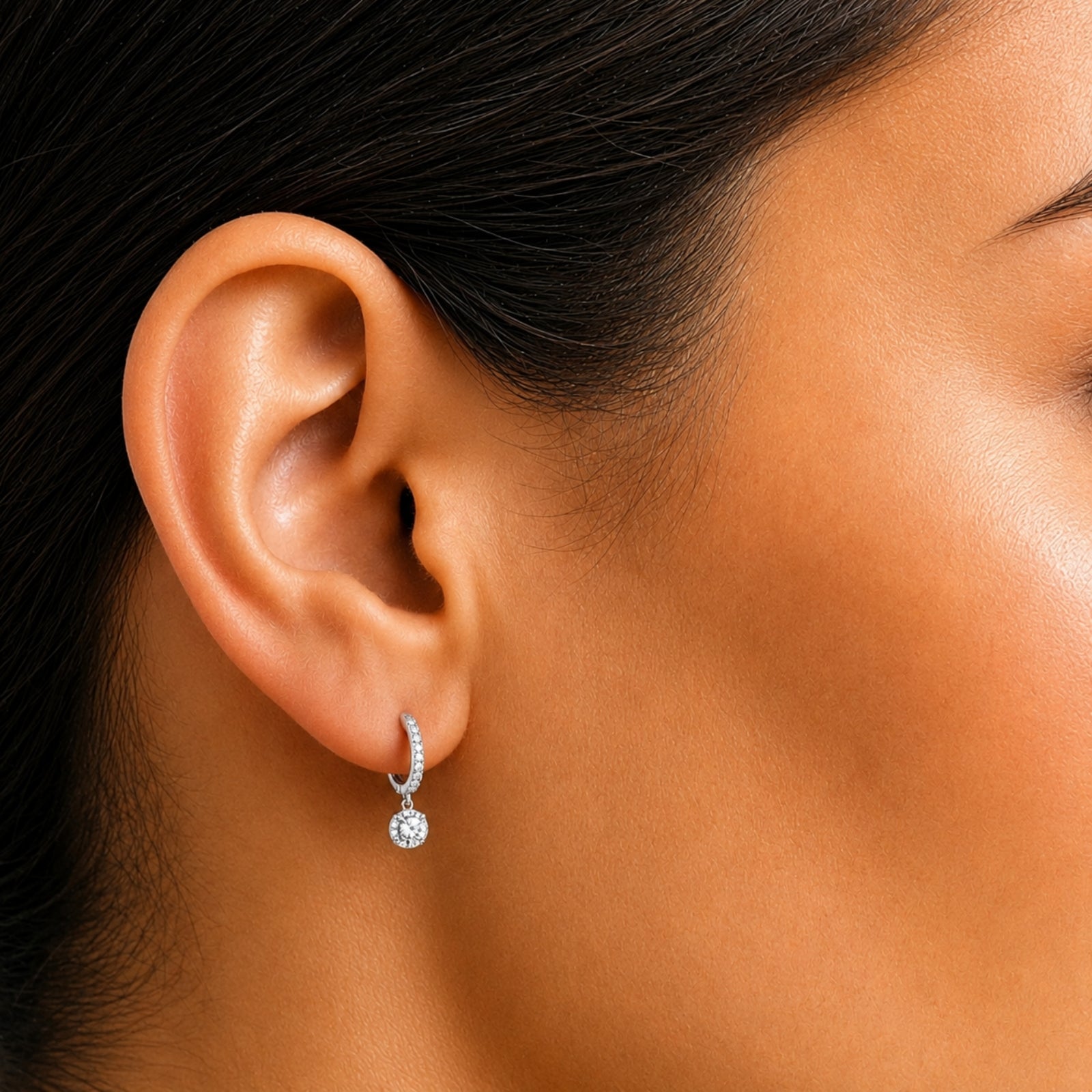 Diamonair Lab-Grown Diamond Earrings for Women | Sterling Silver | Round Cut | Prong, Lever Back | F Color, VS+ Clarity | 3.00 Total Carat Weight | Anniversary, Wedding, Birthday Gift