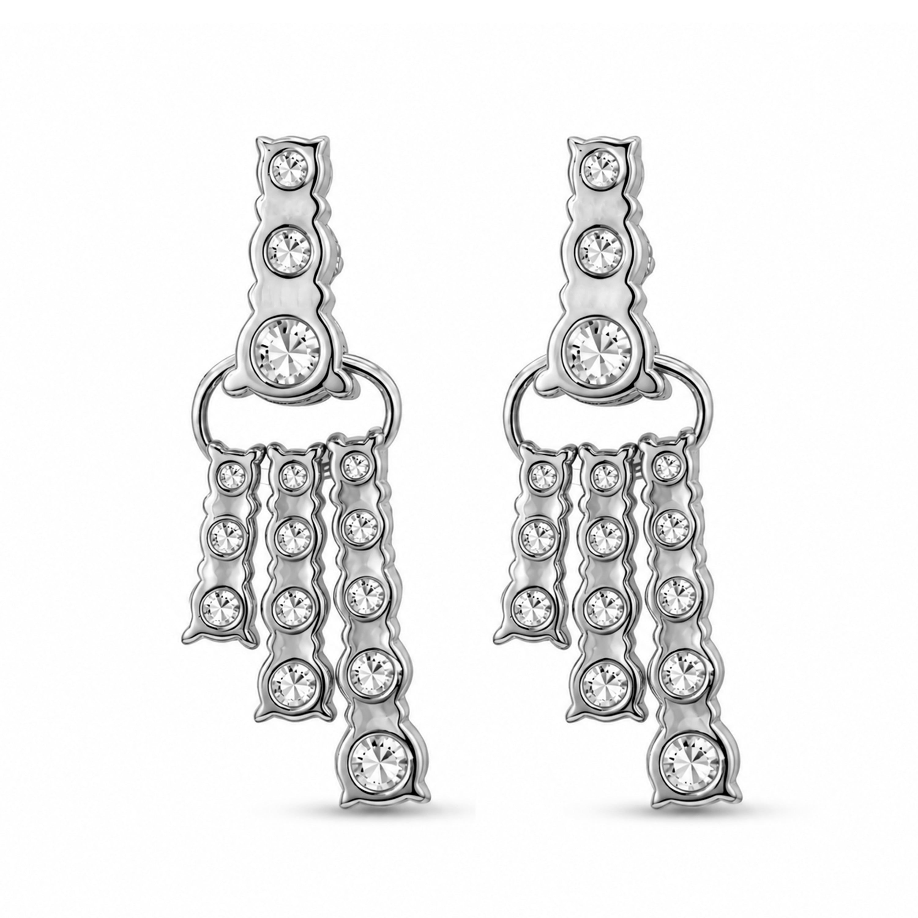 Diamonair Lab Grown Diamond (F/VS+) 2.00 carat Round cut Sterling Silver Drop Earrings - Sterling Silver | Gold over Silver