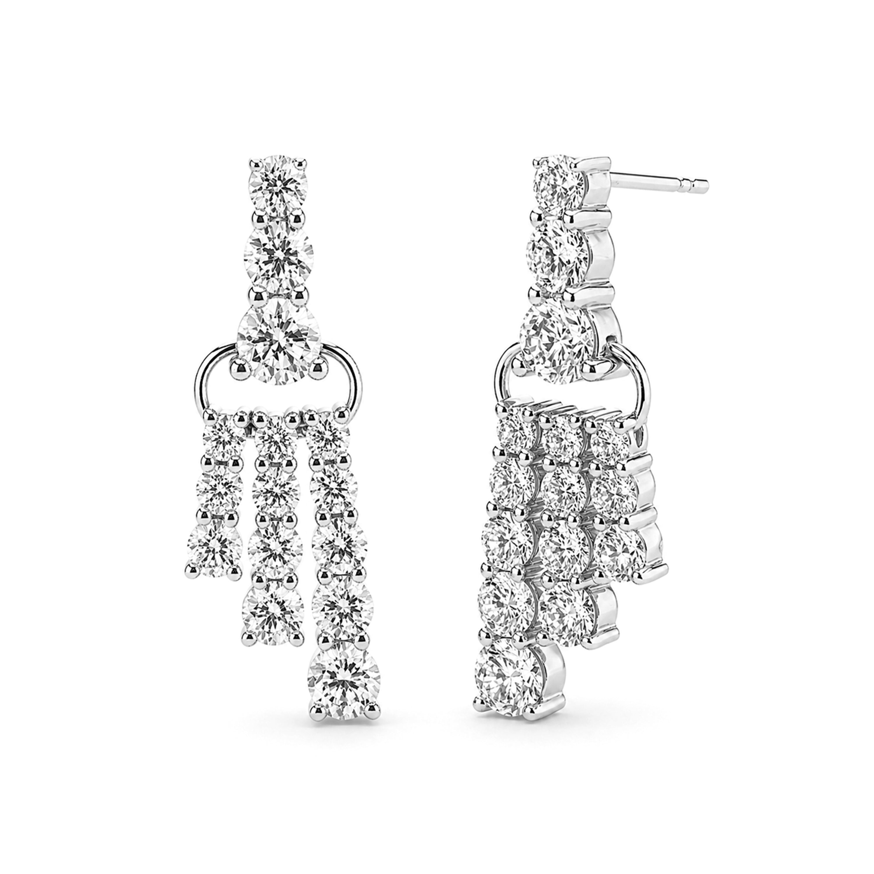 Diamonair Lab Grown Diamond (F/VS+) 2.00 carat Round cut Sterling Silver Drop Earrings - Sterling Silver | Gold over Silver