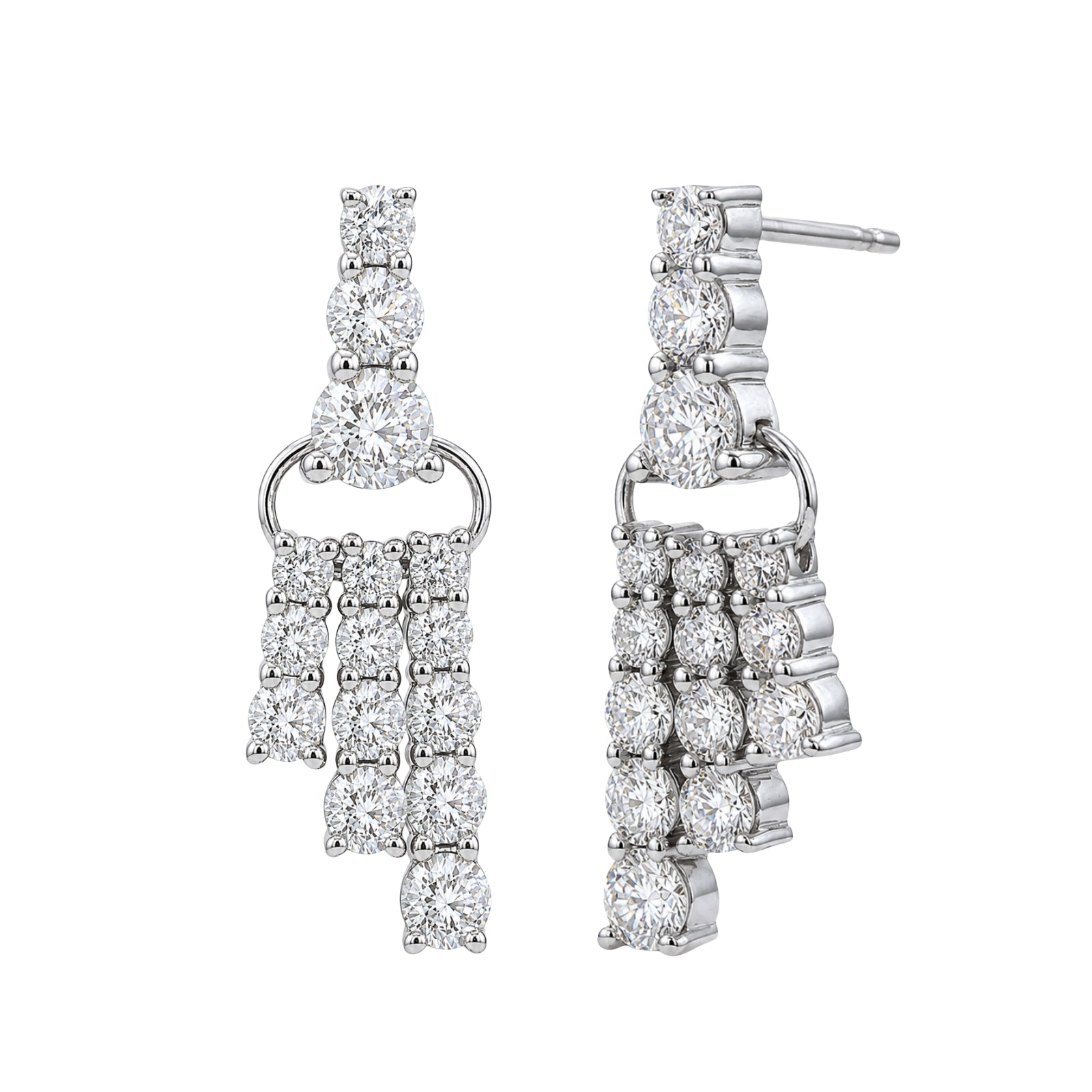 Diamonair Lab Grown Diamond (F/VS+) 2.00 carat Round cut Sterling Silver Drop Earrings - Sterling Silver | Gold over Silver