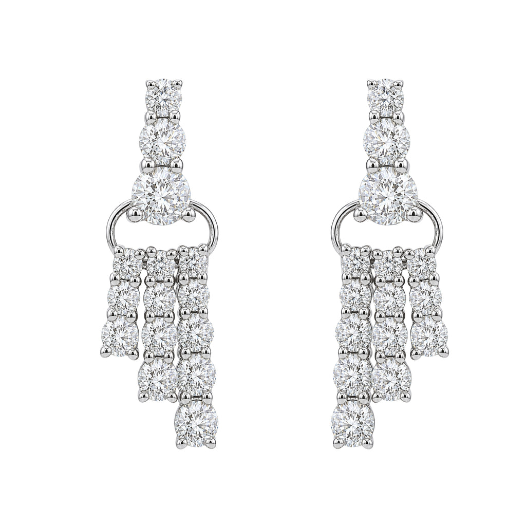 Diamonair Lab Grown Diamond (F/VS+) 2.00 carat Round cut Sterling Silver Drop Earrings - Sterling Silver | Gold over Silver