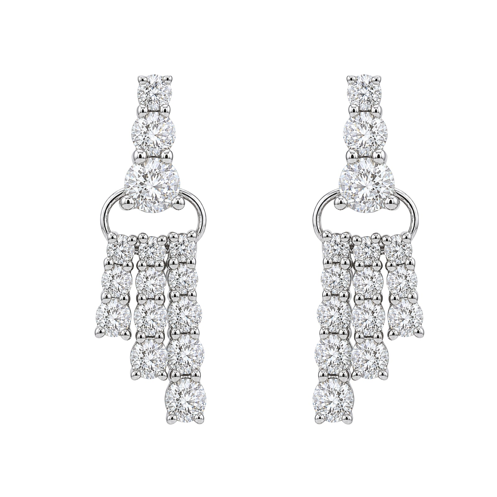 Diamonair Lab Grown Diamond (F/VS+) 2.00 carat Round cut Sterling Silver Drop Earrings - Sterling Silver | Gold over Silver