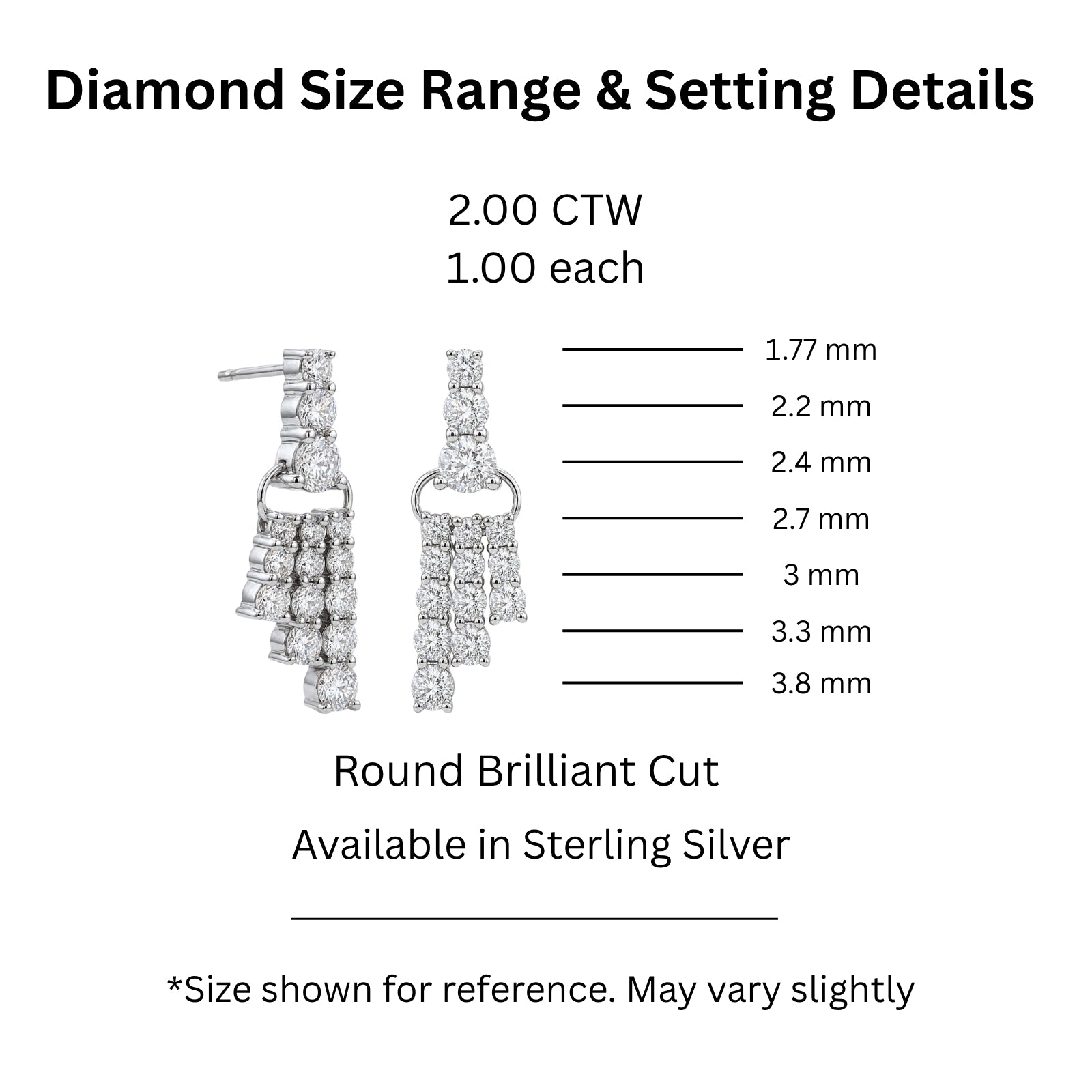 Diamonair Lab Grown Diamond (F/VS+) 2.00 carat Round cut Sterling Silver Drop Earrings - Sterling Silver | Gold over Silver
