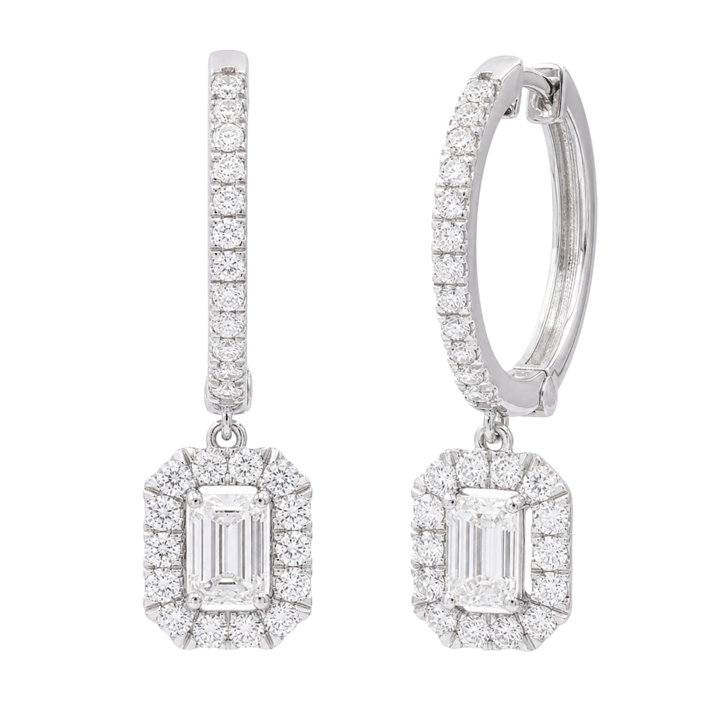 Diamonair Lab Grown Diamond (F/VS+) 3.00 carat Round cut Sterling Silver Dangle Earrings - Sterling Silver | Gold over Silver